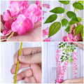 Miniatyrbillede 4 af 5: 12 Krypterede og Forlængede Wisteria Simulering Rør Blomster, Kunstige Bryllupsblomster, Indendørs Dekorative Vægophæng Blomster, Lilla Rød