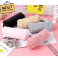 Miniatyrbillede 3 af 5: Fluffy plys blyantspose til kontorartikler, pung, makeup taske til teenagere, piger, drenge, studerende (Khaki)