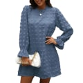 Miniatyrbillede 1 af 3: Bubble Langærmet Chiffon Jacquard Bundkjole Dark Blue XXL