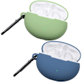 Pikkukuva 1 / 4: Silikonikotelo Huawei FreeBuds 4i -kuulokkeille, [tukee langatonta latausta] [iskunkestävä suojakotelo] ​​[karabiini] - Söpö 3D-piirrosanimaatio - Sininen vihreä