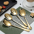 Miniatyrbillede 2 af 5: Guld serveringsskeer 4 stk., Inkluder 2 serveringsskeer 2 hulskeer