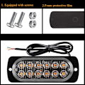 Miniatyrbild 2 av 5: 4 st Ultra Tunna 12LED Nödljus Stroboskopljus Bärnstensfärgad Varningsblinkande Universal Ljus För Bil Fordon Lastbil 12-24V