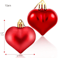 Miniatyrbilde 4 av 5: 12 Valentinsdag og julehjerteformede ornamenter, 2 forskjellige stiler av hjerteformede baller, juletre hjerteformede ornamenter (rød)