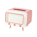 Miniatyrbild 1 av 3: TV-formad pappersförvaringslåda i färgglad kontrastfärg med stöd för smartphone, lämplig för sovrum och sovsalar i rosa
