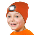 Miniatyrbilde 1 av 5: Led-lys lue for barn, oppladbar 4 Led hodelykt lue, strikket vinterlue med lommelykt for sykling løping Orange