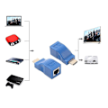 Miniatyrbild 2 av 5: 2 st 1080p Hdmi-förlängare till Rj45 över Cat 5e/6 nätverks-LAN-ethernetadapter blå