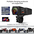 Miniatyrbillede 5 af 5: USB Stik Motorcykel Styr & Bakspejl Vandtæt Hurtig Oplader Telefon Strømadapter Digital Voltmeter Termometer