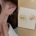 Miniatyrbillede 2 af 5: (2 par) Klo Øreringe Manchet til Kvinder, Zirkon Nåle Øreringe, Sølv Klo Manchet Ørering