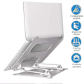 Miniatyrbillede 2 af 5: Justerbar bærbar computer stand i aluminiumlegering, foldbar og bærbar til notesbog Macbook computerbeslag, sort