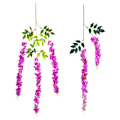 Miniatyrbillede 2 af 5: 12 Krypterede og Forlængede Wisteria Simulering Rør Blomster, Kunstige Bryllupsblomster, Indendørs Dekorative Vægophæng Blomster, Lilla Rød