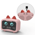 Miniatyrbild 1 av 5: Barnens tecknade kattformade väckarklocka Bluetooth-högtalare LED-skrivbordsur Bluetooth-laddning Mini väckarklocka Bass Music Player