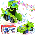 Miniatyrbilde 1 av 4: Transformerende dinosaurleker  Transformerende dinosaurbil  Automatisk transformerende dinobiler med musikk og LED-lys  Transformerende bil leketøy for barn gutter jenter B Green