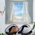 Miniatyrbild 4 av 5: Blå ocean tyg väggbonad, strand natur tapet