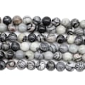 Miniatyrbillede 5 af 5: SKYBEADS Sorte Årede Naturlige Picasso Jaspis Perler til Smykkefremstilling 6mm Længde 38-40cm Ca. 60 Stk