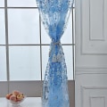 Miniatyrbillede 3 af 5: Blomstrede Voile Gardiner 1 Panel Stanglomme Slot Top Net Vindue Dekoration Blue 100 x 200cm