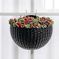 Miniatyrbild 2 av 5: Imitation Rattan Vägg Hängande, Halvcirkelformad Blomkruka Hängande Utan Perforering, Hydroponisk Blomkruka (vit, Stor)