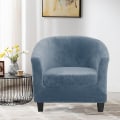 Miniatyrbild 1 av 5: Piece Tub Chair Slipcovers, Upgraderad 2 i 1-design för stretchsammetfåtölj med kuddfodral, halkfria klubbskopstolar, sofföverdrag (marinblå black
