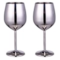Miniatyrbilde 1 av 5: 2 stk rustfritt stål vinglass - Uknuselige vinglass for reiser, camping og basseng, 500 ml Silver