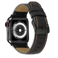 Miniatyrbild 3 av 5: Lämplig för applewatch Apple watch band iwatch1-76 generation SE Apple strap läderrem 42mm/44mm svart