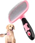 Slickerborste Stor, 360 Graders Rotation Flexibel Slickerborste För Långhårig Hund (Stor, Rosa)