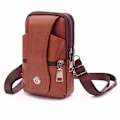 Miniatyrbillede 5 af 5: Mørk Kaffe Fashion Herre Læder Talje Taske Multifunktionel Talje Taske Stor Kapacitet Talje Taske Brun Skuldertaske Messenger Taske Multi-lag Spænde Mo