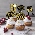 Miniatyrbillede 2 af 5: 12 stk. 2023 Nytårsdag kageindsatser NYTÅR Nytårsfest cupcake dekoration indsatser