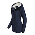 Miniatyrbild 2 av 5: Varm vinterjacka med Sherpa-foder för kvinnor, tjock parkas med huva Navy 2XL