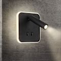 Miniatyrbilde 1 av 5: Sengelampe LED vegglampe innendørs hotell vegglamper seng korridor vegglampe med bryter svart 3W+10W firkant