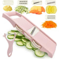 Miniatyrbilde 1 av 5: Mandolin Slicer for Kjøkken Slicer Grønnsakskutter 5 i 1 Veggie Slicer Potetskiver Vaffel Fry Cutter Hot Swap Mandolin Med Skreller for Grønnsaker