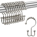 Miniatyrbillede 1 af 5: 12 bruseforhængskroge, rustfrit metal dobbelt glide brusekrog til bruseforhæng i badeværelset, nikkel