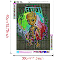 Pikkukuva 3 / 5: Täysi timanttimaalaus, WOWDECOR Alien Groot timanttimaalaus DIY 5D mosaiikkityö ristipisto numero 30*40cm ilman kehystä