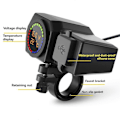 Miniatyrbillede 1 af 5: USB Stik Motorcykel Styr & Bakspejl Vandtæt Hurtig Oplader Telefon Strømadapter Digital Voltmeter Termometer
