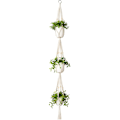 Miniatyrbild 1 av 4: Macrame växt hängare 3 nivåer inomhus utomhus hängande växtkorg bomullsrep med pärlor 177cm