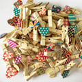 Miniatyrbilde 1 av 5: Mini klesklype, 100 stk fargerike mini klesklyper i tre, klyper for håndverk, kunst, DIY-dekorasjon, bryllupsfest, 7*35mm