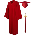 Miniatyrbilde 1 av 5: Toga Universitetsdiplom og Gradueringslue for Voksne 2023 Videregående Skole Gradueringskostyme Rød L for Menn og Kvinner