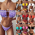 Miniatyrbild 2 av 5: Sexig Bikini Plisserad Bandeau Baddräkt Kvinnlig Baddräkt Kvinnor Mini Trosa Bikini Set Badkläder Strandkläder Snake Pattern S