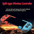 Miniatyrbillede 4 af 5: 061 Trådløs Venstre Højre Split Spilcontroller Bluetooth Gaming Joystick til Android til IOS PC - Rød Blå