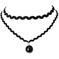 Miniatyrbillede 2 af 5: Choker Halskæde Sort 8 Stk Fløjls Chokers Sort, Sort Klassisk Gotisk Choker
