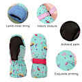 Miniatyrbilde 3 av 5: Skigloves med morsomt trykk for gutter og jenter, vanntette, vindtette, varme snølekerhansker, grønne
