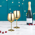 Miniatyrbilde 4 av 5: 2 stk rustfritt stål vinglass - Uknuselige vinglass for reiser, camping og basseng, 500 ml Gold