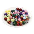 Miniatyrbillede 4 af 4: 25 stk. Håndperlet materiale Sort og hvidt ternet træstolpe 25pcs RedBlack