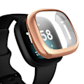 Pikkukuva 1 / 5: Yhteensopiva Fitbit Sense/versa 3 -näytönsuojan kanssa Tpu-pinnoitettu täyspeittävä näytönsuojakotelo Rose gold