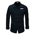 Miniatyrbillede 1 af 4: Herre Mode Casual Lapel Solid Langærmet Skjorte