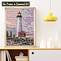 Pikkukuva 2 / 5: DIY 5D timanttimaalaus majakka talo, timanttimaalaustaidekirjonta ristipisto pyöreä timantti kodin seinäkoriste 12x16 tuumaa