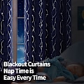 Miniatyrbillede 3 af 5: Mørkeblå Blackout Gardiner 84\" Lange 2 Panel Gardinringe Isolerede Værelse Blackout Gardiner med Bølget Linje og Prik Print Soveværelse, 52 x 84\"