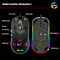 Miniatyrbillede 3 af 5: X600 RGB lysende makro programmeringsspilmus 6 taster kan slukke lyset Understøtter forskellige spil kablet mus