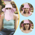 Miniatyrbild 5 av 5: Fiskehatt för män och kvinnor, utomhus UV-solskydd bredbrättad hatt med ansiktsskydd och nackflik Pink