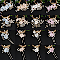 Miniatyrbillede 2 af 3: Brude Hårklemme Krystal Rhinestone Blomst Perle Bryllup Brude Hårklemme Gave, Blå