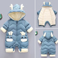 Miniatyrbild 1 av 4: Vinterförtjockad dun baby dun bomullsplatta blå kläder N