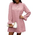 Miniatyrbilde 1 av 5: Boble Langærmet Chiffon Jacquard Bunndress Pink XL